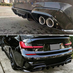 Rear Diffuser Bumper Splitter Gloss Black For 2019-2022 BMW 3 Series G20 M Sport